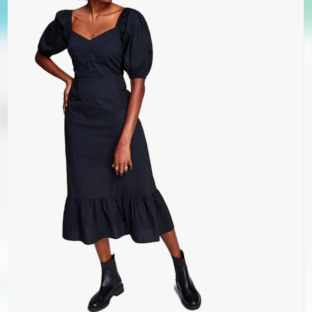AndNowThis Elegant Black Puff Sleeve Dress Size XS
